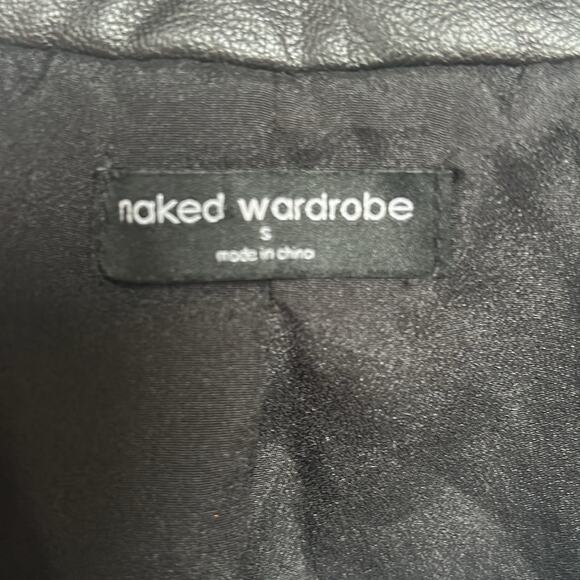 Naked Wardrobe Faux Leather Blazer In Black Size Small Gently Used Quiet Luxury - Picture 5 of 6